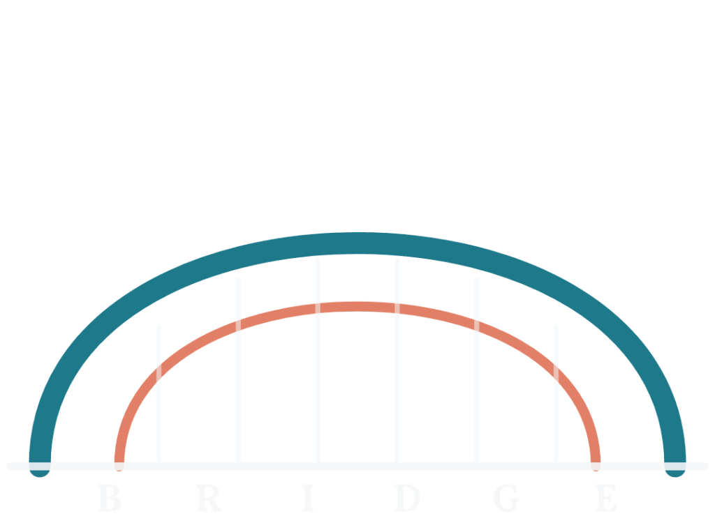 A bridge arch with the letters of the BRIDGE Method