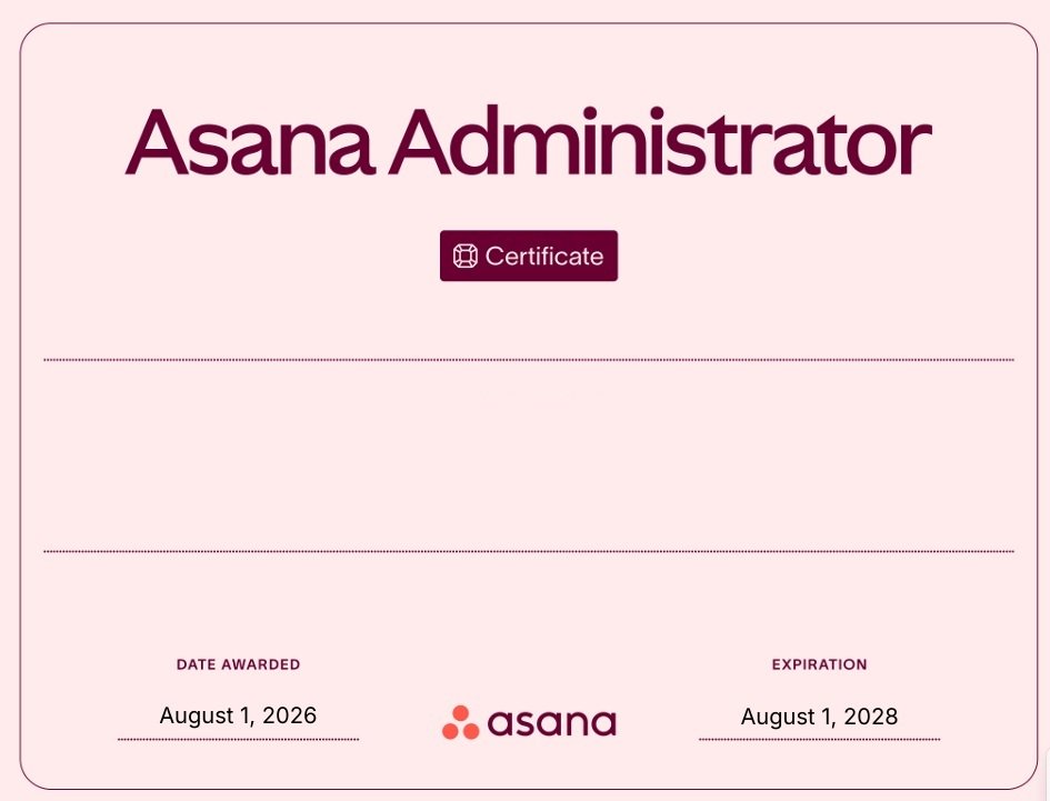 Asana Administrator certificate